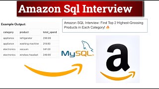 Download the video "Amazon SQL Interview: Find Top 2 Highest-Grossing Products in Each Category! 🔥|Advance SQL"
