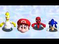 90 Characters Falling In Snow In Super Mario 64