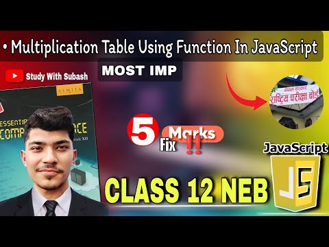 Javascript Multiplication Table Using Function Class 12 Computer Science
