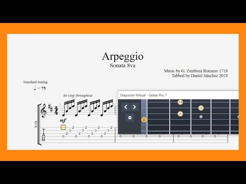 Arpeggio - G. Zamboni ( 1718 ) - Classical guitar - Standard Tuning