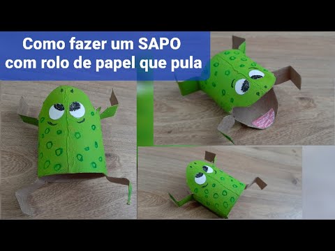 Como fazer um SAPO QUE PULA com rolo de papel / How to make a JUMPING FROG with a paper roll diy toy