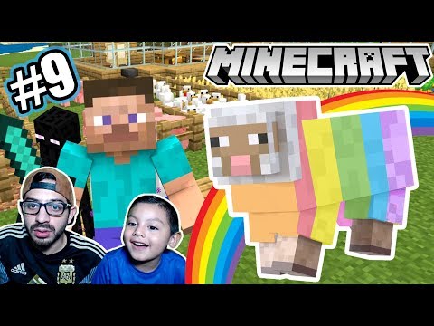 Karim Juega -  I have a Rainbow Sheep in Minecraft |  Enderman Trap |  Games Karim Play