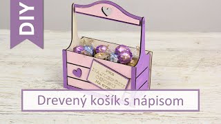 Drevený košík na kvety s vlastným textom 8,6x20x18,5 cm, 1 ks