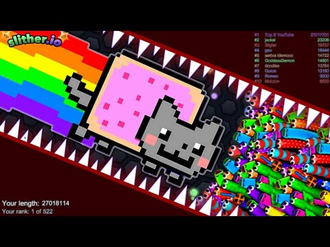 Slither.io A.I. Nyan Cat Skin Vs Monster Snake - Slitherio Vip Best Gameplay - Infinity Score