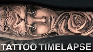 TATTOO TIME LAPSE | LION ROSE GIRL PORTRAIT | CHRISSY LEE