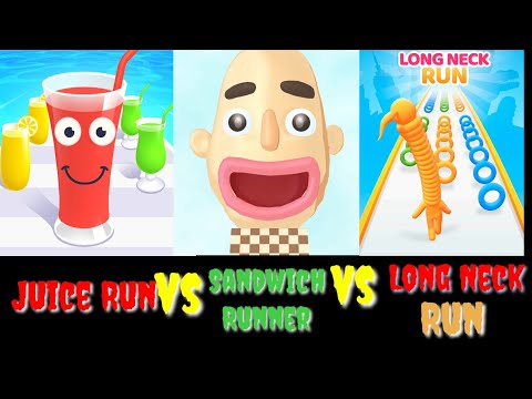 ▶️ sandwich Runner vs Juice Run vs Long Neck Run MAX LEVELS || sandwich Runner android iOS gameplay