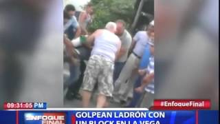 Golpean ladrón con un block en La Vega