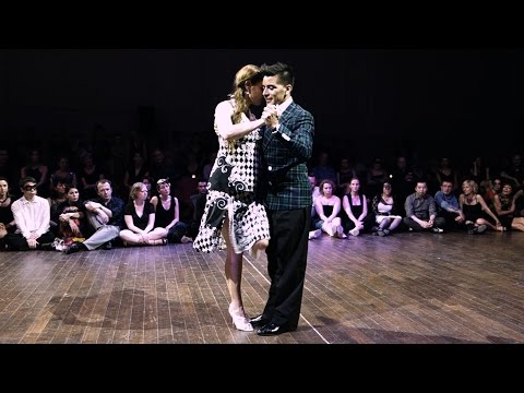  Sebastian Achaval  and  Marisa van Andel  are  dancing  to  the  tango  "  Dime Mi Amor  "  by  Juan D'Arienzo  at  Brussels Tango Festival  in  2015
