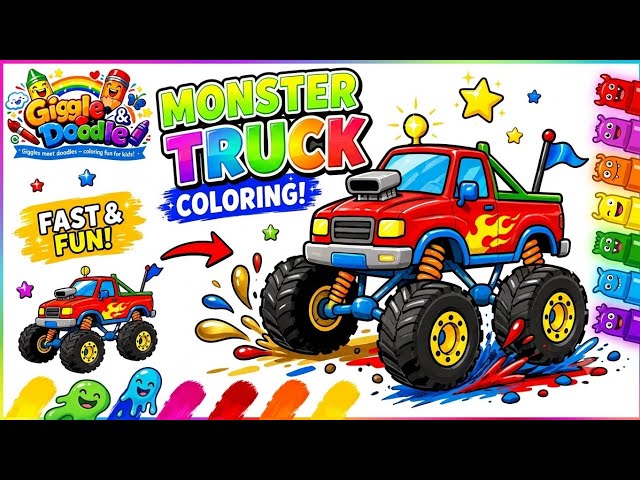 Vídeo relacionado con Monster Truck Coloring Book: Large Print Amazing Coloring Book for Kids Ages 4-8 | Beautiful Pictures of Giant Trucks.