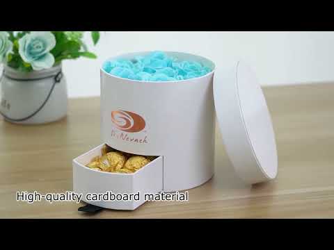 Brivote Round Custom Paper Drawer Flower Chocolate Gift Box
