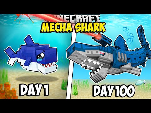 I Survived 100 Days as a MECHA SHARK in Minecraft