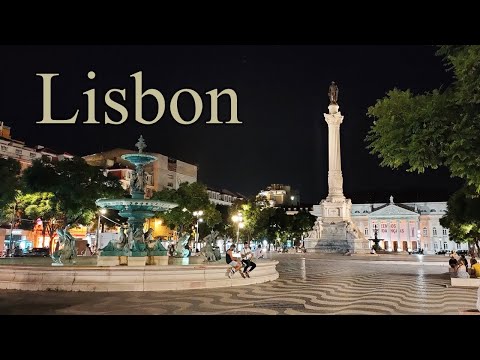 Noite de Lisboa 🇵🇹 Caminhada - Pela Avenida da Liberdade, do Marquês de Pombal ao Rossio