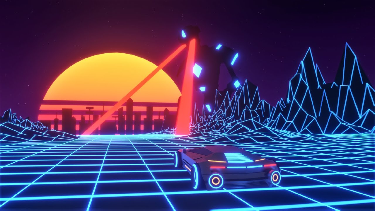 Synthwave Race Towards The 80s - Animated 3D Model