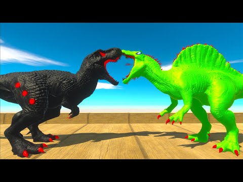 DARK T-REX vs BATMAN GORO vs ALIEN SPINOSAURUS DEATH CLIMB -    Animal Revolt Battle Simulator