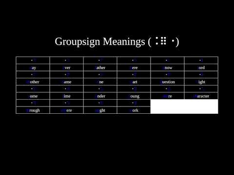 Unified English Braille, Video 5: Multi-Cell Groupsigns (Part 1: Initial-Letter Groupsigns)