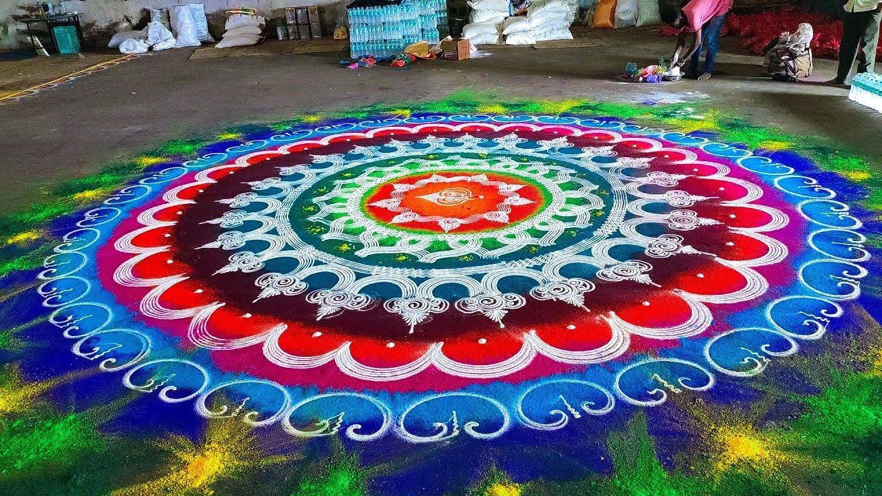 Rangoli design for competition large flower by ganesh vedpathak
