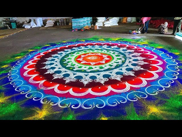 Rangoli design for competition large flower by ganesh vedpathak