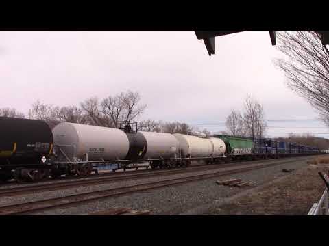 CSX and Amtrak Trains at the Fairport Junction Train Viewing Platform 4/3/21