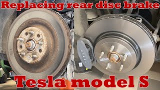 How to replace rear brakes on a Tesla Model S, one caliper Mando version