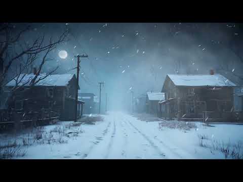 Howling Winds and Blizzard Sounds in Abandoned Village at Night.  Relaxing Snowstorm for Sleeping.