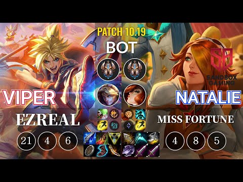 HLE Viper Ezreal vs SB Natalie Miss Fortune Bot - KR Patch 10.19