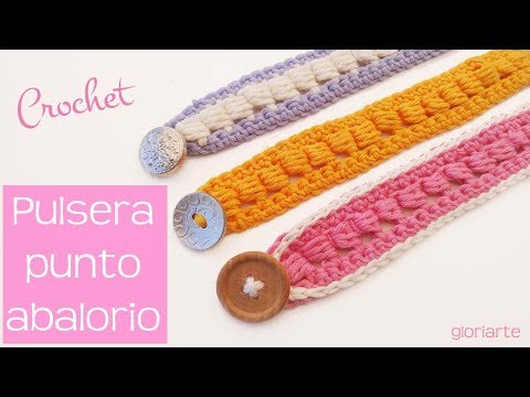 Pulsera de ganchillo en punto abalorio. Crochet bracelet bead point.