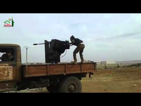 التصدي لمحاولات تقدم قوات النظام في جبهة خان طومان في ريف حلب بواسطة رشاش 23 من قبل جبهة أنصار الإسلام
