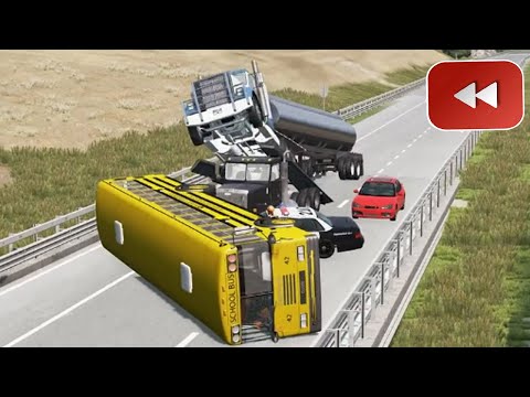 Reverse Cars vs Ramp Truck – BeamNG Drive#21