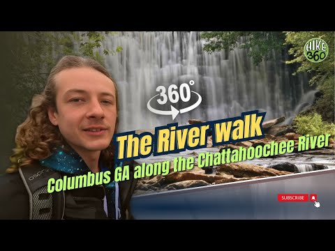 The River walk in Columbus GA along the Chattahoochee River (Hike 360° VR Video)