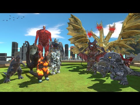 All Kaiju Universe vs Team Godzilla + Colossal Titan + Gundam RX-78 - Animal Revolt Battle Simulator