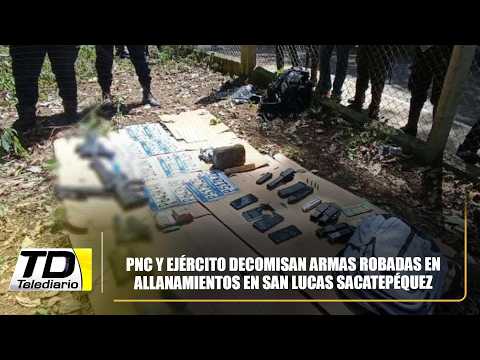 PNC y Ejército decomisan armas robadas en allanamientos en San Lucas Sacatepéquez