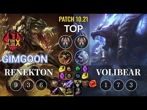 FPX GimGoon Renekton vs Volibear Top - KR Patch 10.21