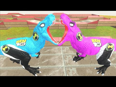 BEN10 BLUE T REX BRIDGE DEATH RUN - Animal Revolt Battle Simulator