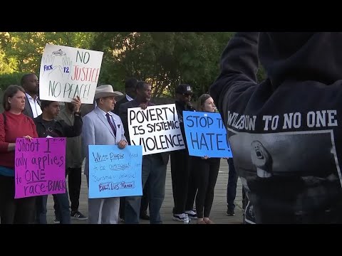 Hours after Charlotte-Mecklenburg Police release body camera footage of an officer shooting an armed man last month, protesters gathered to question the department's policy and demand change. (April 16)