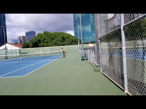 Ala Moana Tennis Court: Over 60+  fat over weight Skateboarders rule on an Alva Skateboard!
