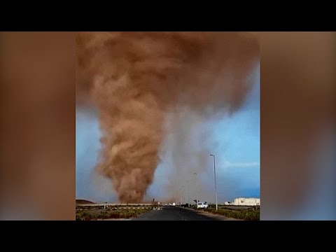 Stunning footage of huge dust tornado swirling near Sharjah in UAE