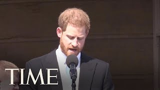 Prince Harry Gives A Touching Speech At His Dad’s 70th Birthday Garden Party | TIME