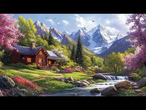 Serene Mountain Retreat 🌿✨ | Cozy Cabin, Cherry Blossoms & Birds Singing in Springtime
