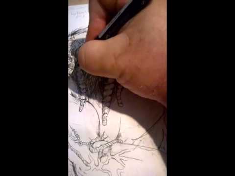 E. Dee Fullmer inking the Man-Thing