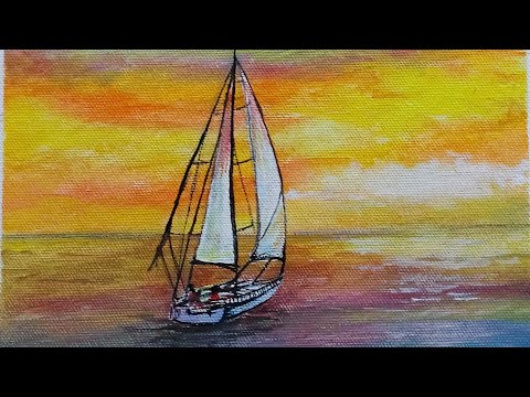 The Sail | Acrylic painting tutorial | Time lapse | Seascapes