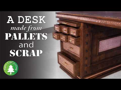 A Steampunk-Inspired Desk made from Pallet Wood and Scrap Metal.