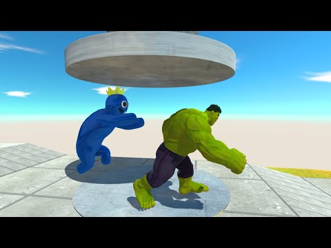 Marvel or Rainbow Friends | Who Can Go Through All Hydraulic Presses - Animal Revolt Battle Simulato
