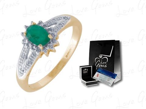 9ct Gold  Emerald & Diamond Cluster Ring