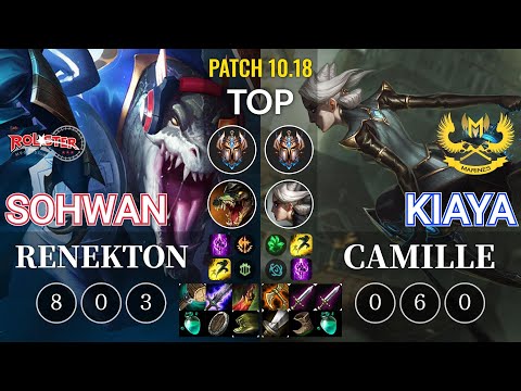 KT SoHwan Renekton vs GAM Kiaya Camille Top - KR Patch 10.18