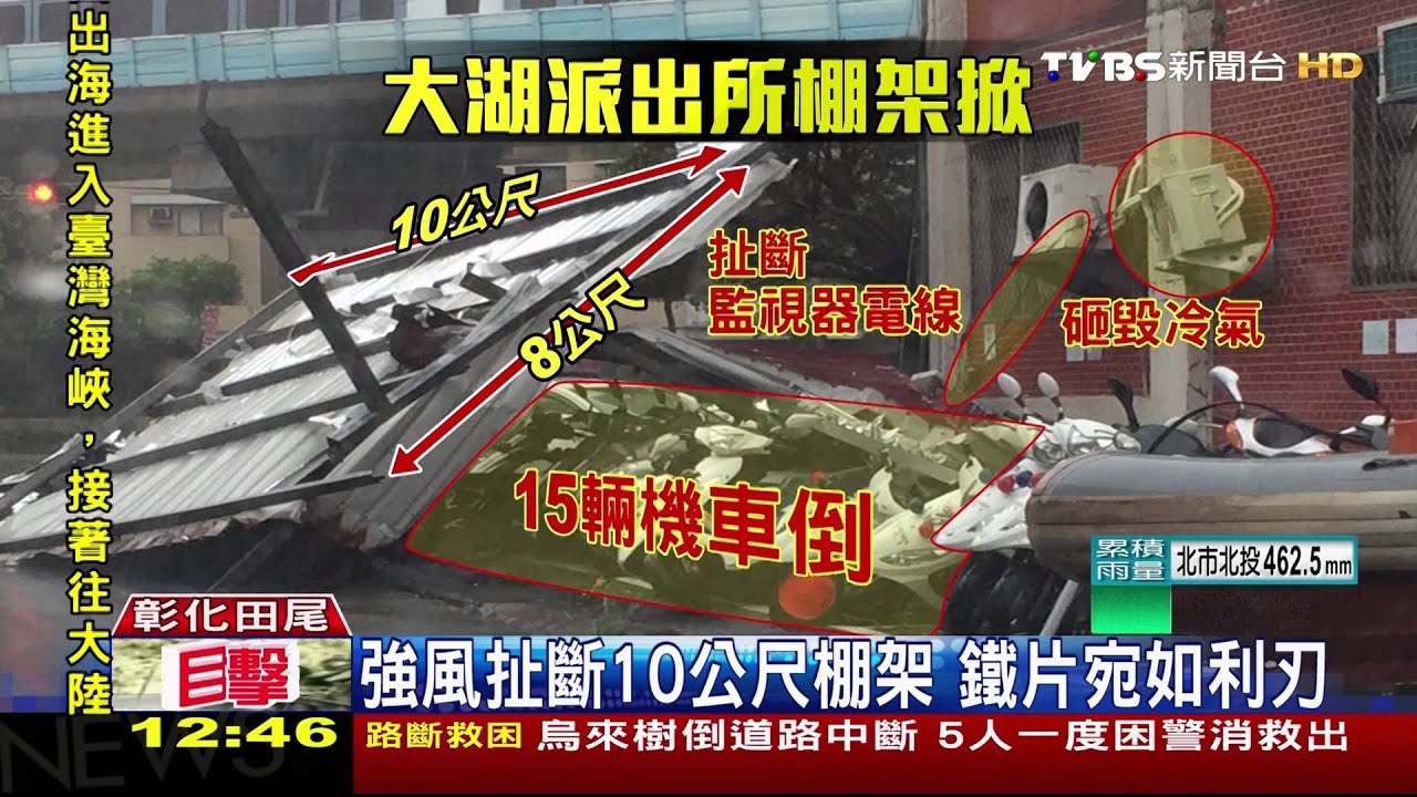 警好忙!交管撿招牌、宿舍屋頂掀 棚架砸車