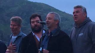 Port Isaac’s Fisherman’s singing Little Eyes with the cast of Fisherman’s Friends the movie 2018