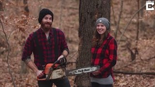 Couple Uses Chainsaw to Cut Down Rotting Tree In Artsy Lumberjack Gender Reveal