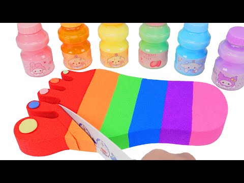 Satisfying ASMR Video | RAINBOW Kinetic Sand Art RANDOM Cutting 🌈 | Kinetic Sand Mixing Slime