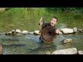 Dwarf Family Makes Stone Traps to Catch All Stream Fish - Catch Strange Fish Species in the Stream