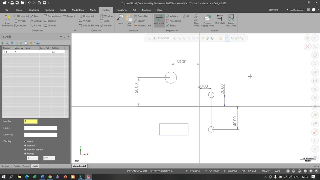 Mastercam 2023 | 4 | Draw with specific coordinates | Draw with specific position
